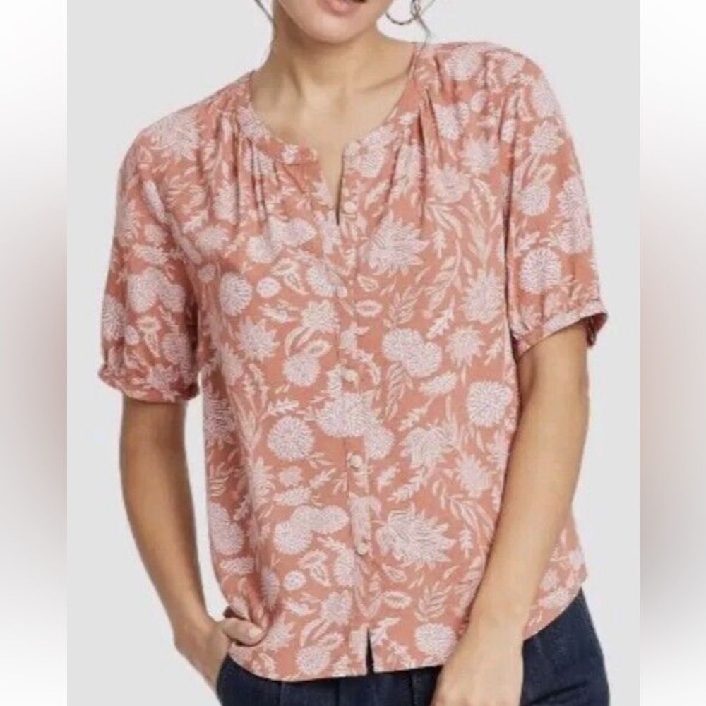 Universal Thread Floral Button Up Shirt Women's Size S Earthy Summer Casual